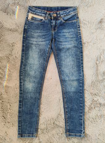 Spodnie jeansy rurki 134-140cm / cekiny Next
