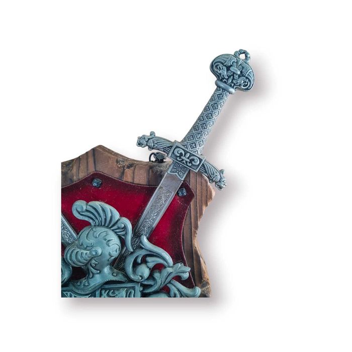 Escudo Heráldico Duas Espadas Cruzadas – Parede Medieval (38 cm)