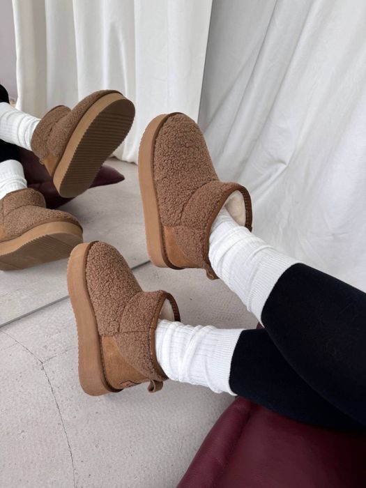UGG Ultra Mini Teddy Угги Теді коричневі платформа овчина шоколадні