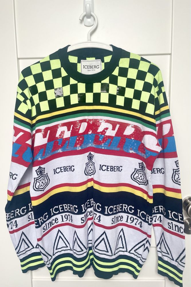 Iceberg UNIKATOWY kolorowy damski sweter M
