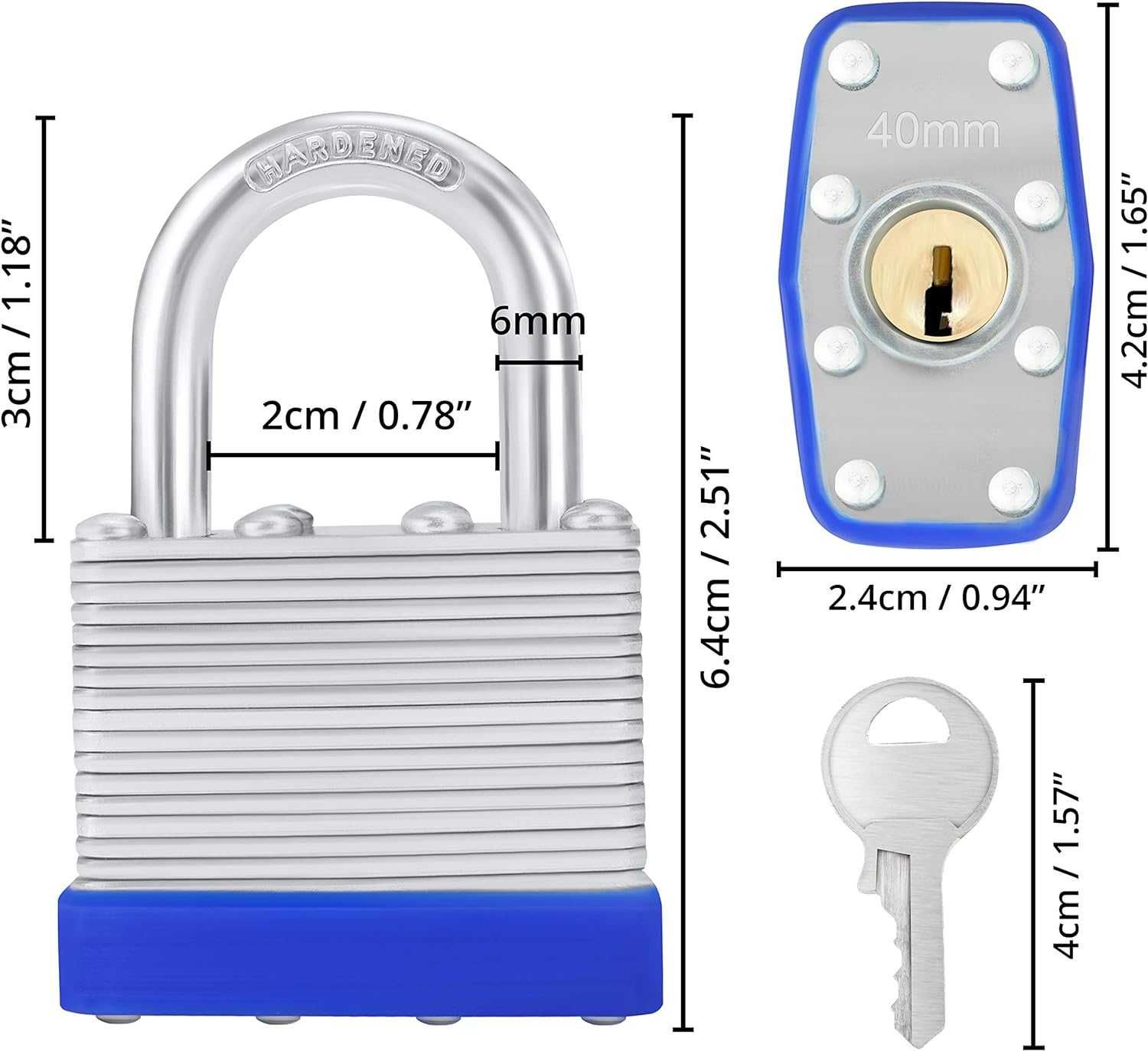 Nowe kłódki stalowe / kłódka / 10 szt. / 6,4x4,2x2,4cm !1339-A!