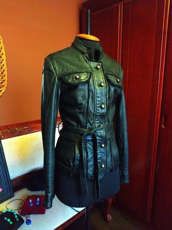 Пиджак милитари натуральная кожа кожаный куртка Италия