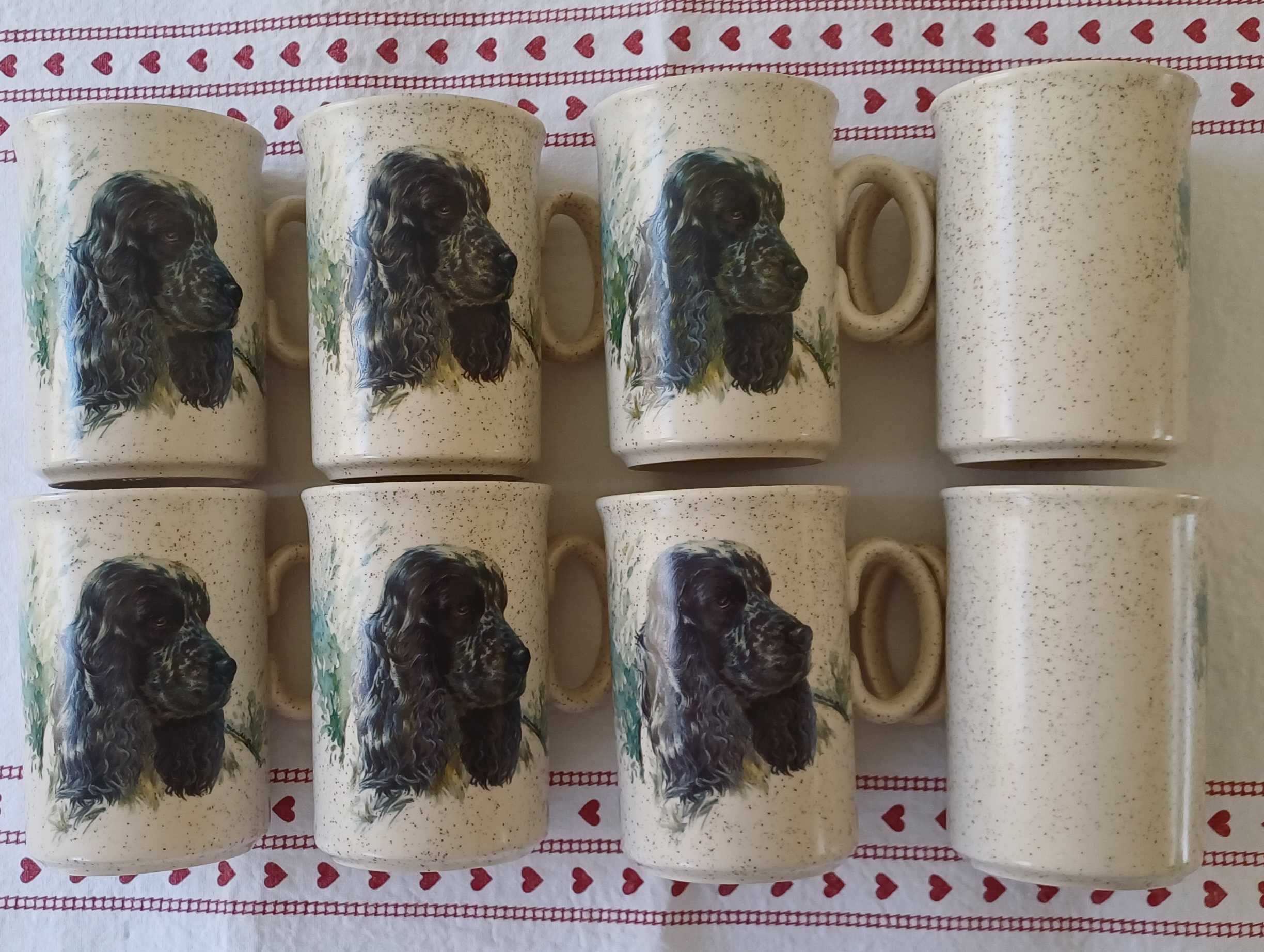 8 Kubki z psem springer spaniel angielska ceramika TAMS Monika Heller