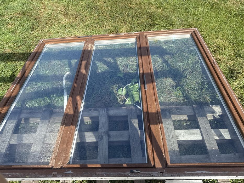 1x okno tarasowe 268x228  orzech biale do ogrodu zimowego ze slupkiem