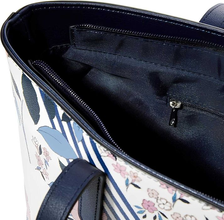 DE1 Damska Torebka Do Ręki Shopper Kwiaty Vintage Pojemna Usztywniana