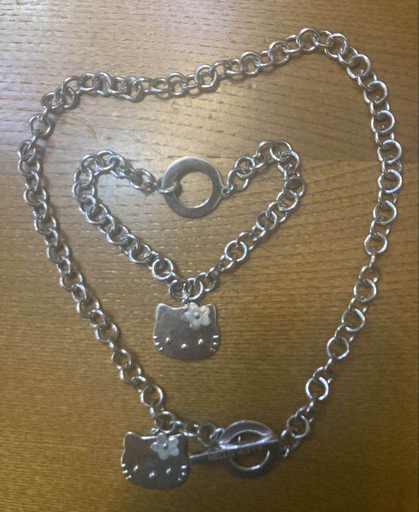 Conjunto fio e pulseira em prata 925 Hello Kitty