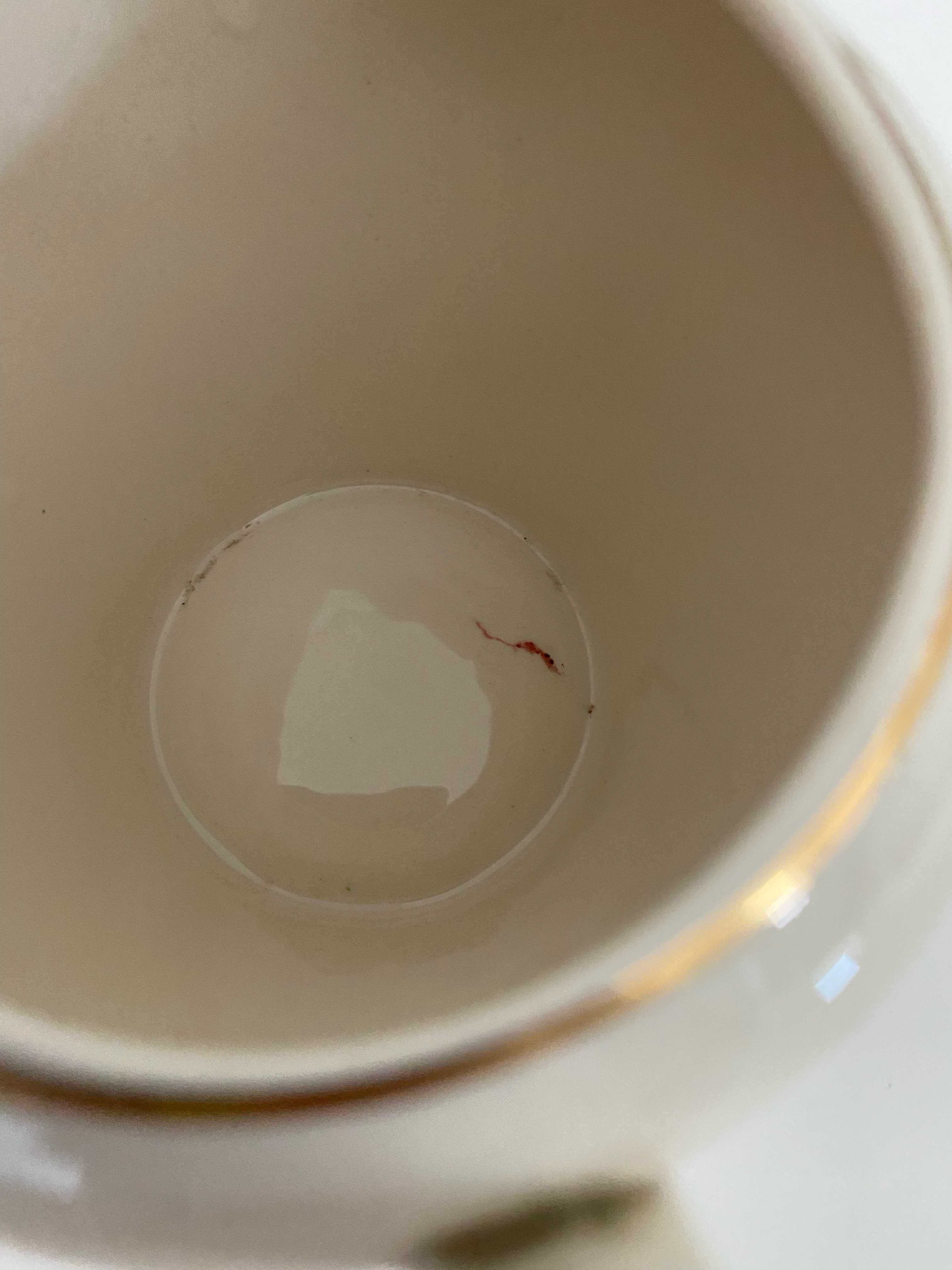 Chocież mlecznik ecru vintage kwiaty polskie porcelana
