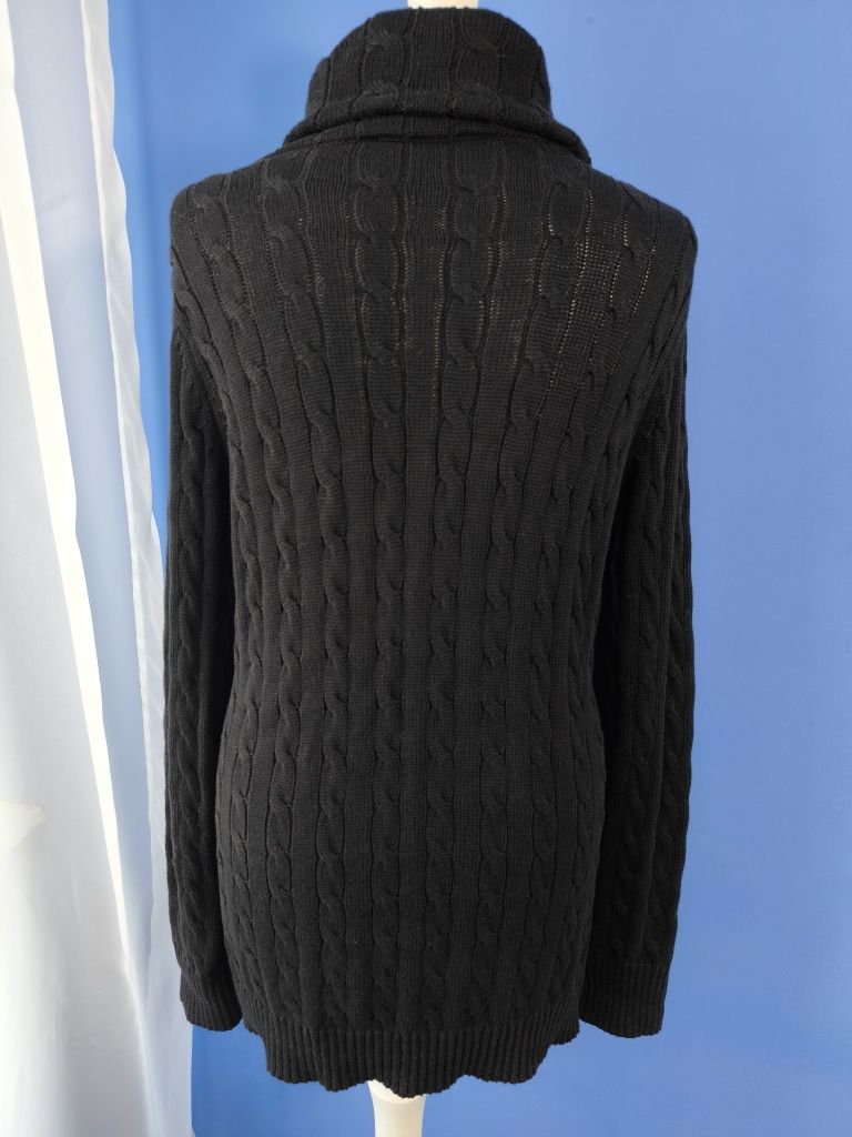 Ralph Lauren - oryginalny czarny kardigan warkocz na zamek