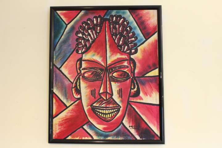 Quadro de Lusikila Óleo s Tela "Máscara" Angolano assinado e datado