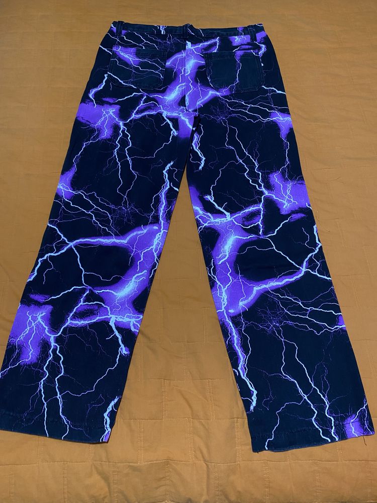 Purple lightning Print Skate jeans