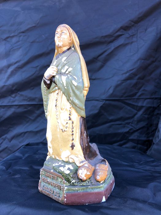 Sygnowana Stara figurka gipsowa Lourdes