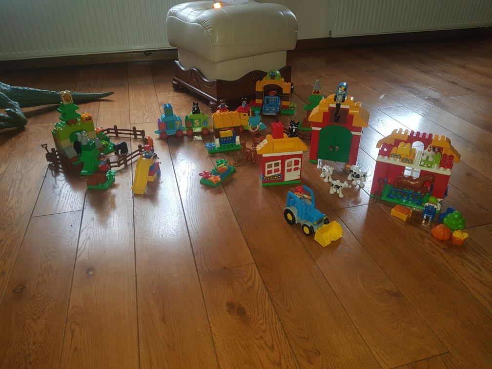 Duża kolekcja klocków LEGO DUPLO farma, park leśny ...