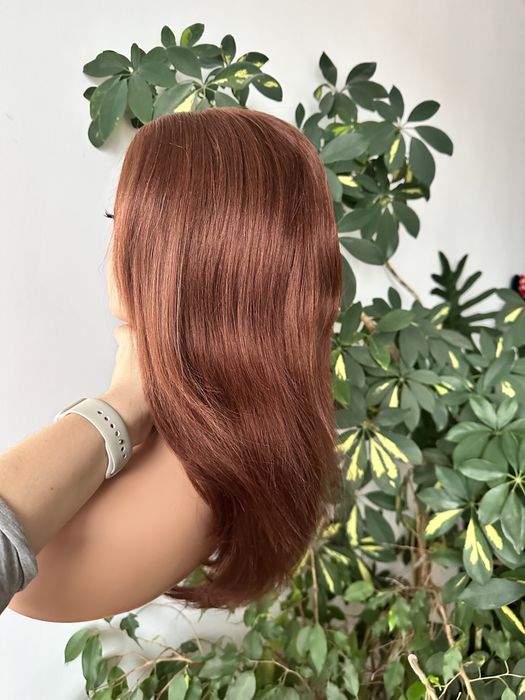 Kasztanowa brazowa peruka wlosy naturalne ludzkie