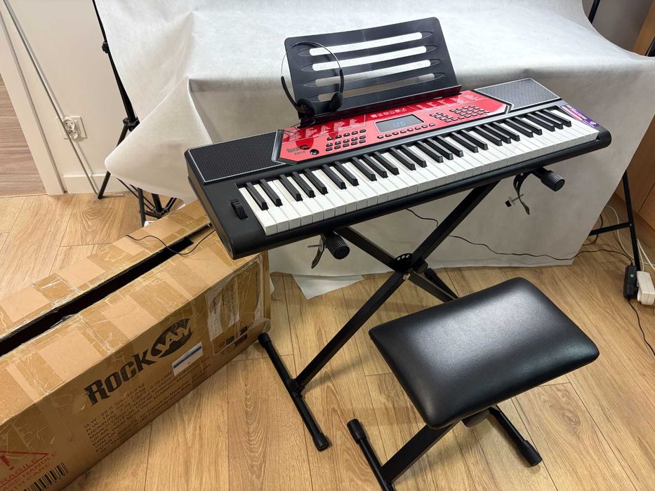 Keyboard RockJam RJ6170 zestaw statyw krzesło słuchawki