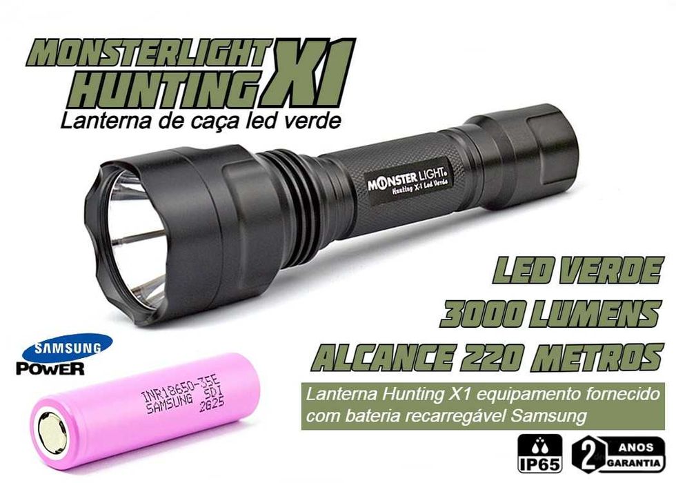 Kit lanterna para esperas Hunting X-1 led verde 3000 lumens só 1 modo