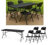 MEBLE OGRODOWE Cateringowe składane kpl. 180cm stół + 4 krzesła BLACK