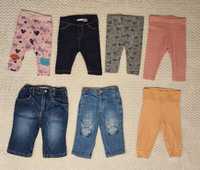 Spodenki jeansy legginsy dresy 68 zestaw minipaka ubranka