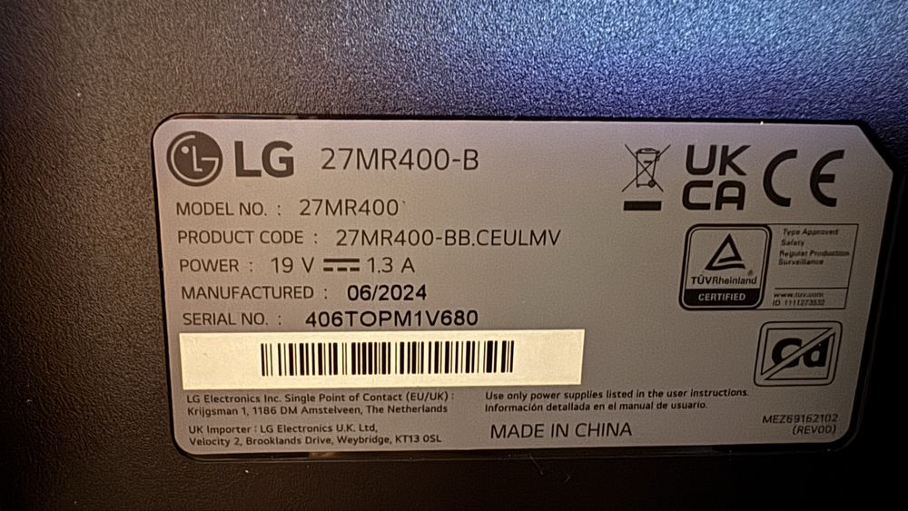Monitor LG para computador de 27". Novo!