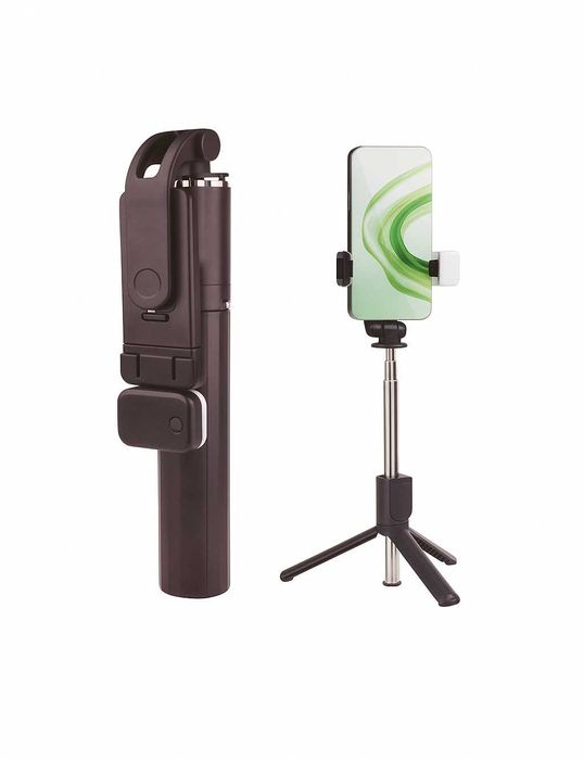 Selfie stick statyw - składany kijek do zdjęć z pilotem i statywem 3w1