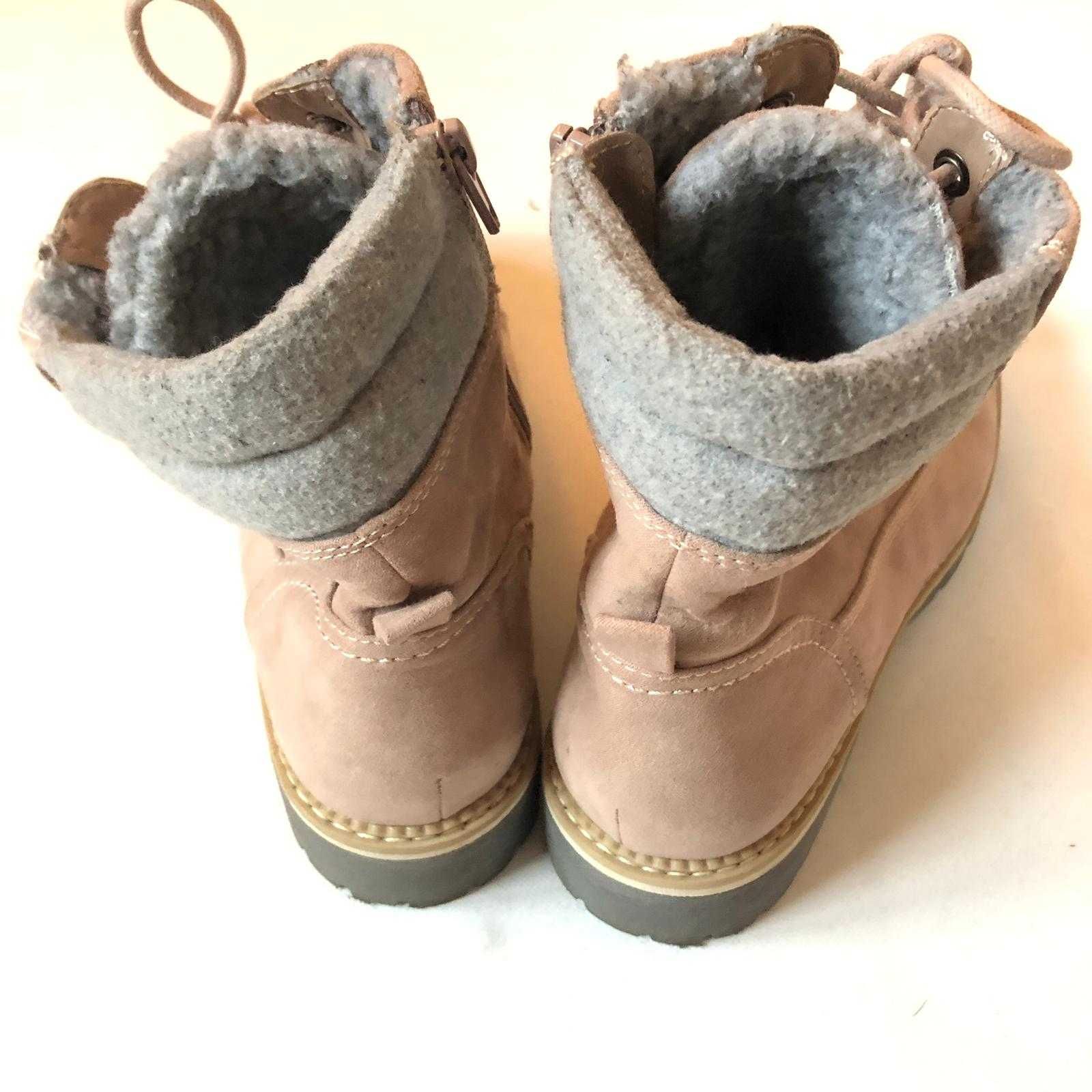 Buty zimowe Highland Creek zamszowe pudrowy róż ocieplane kozaki