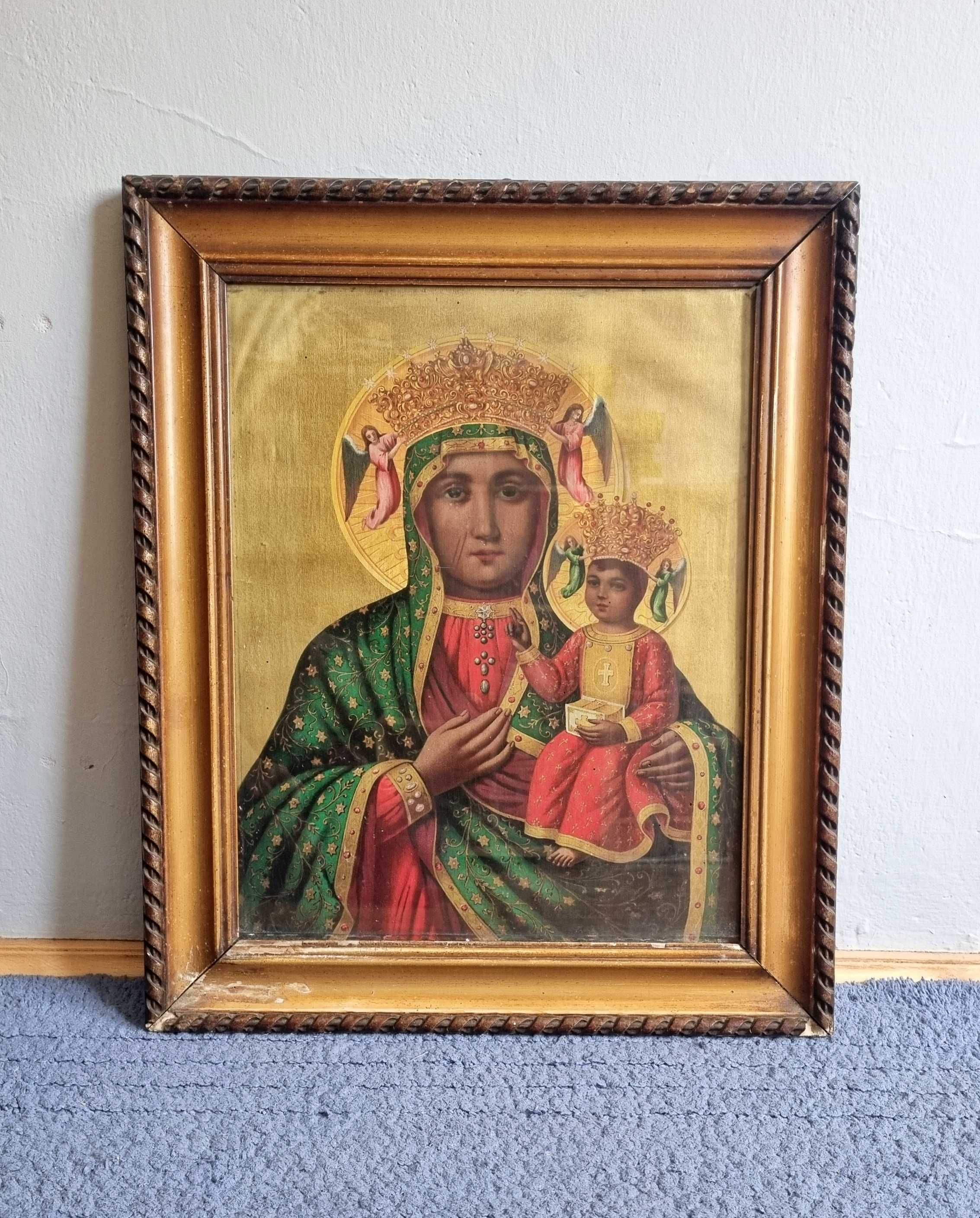 Obraz Matka Boska Częstochowska w drewnianej ozdobnej ramie