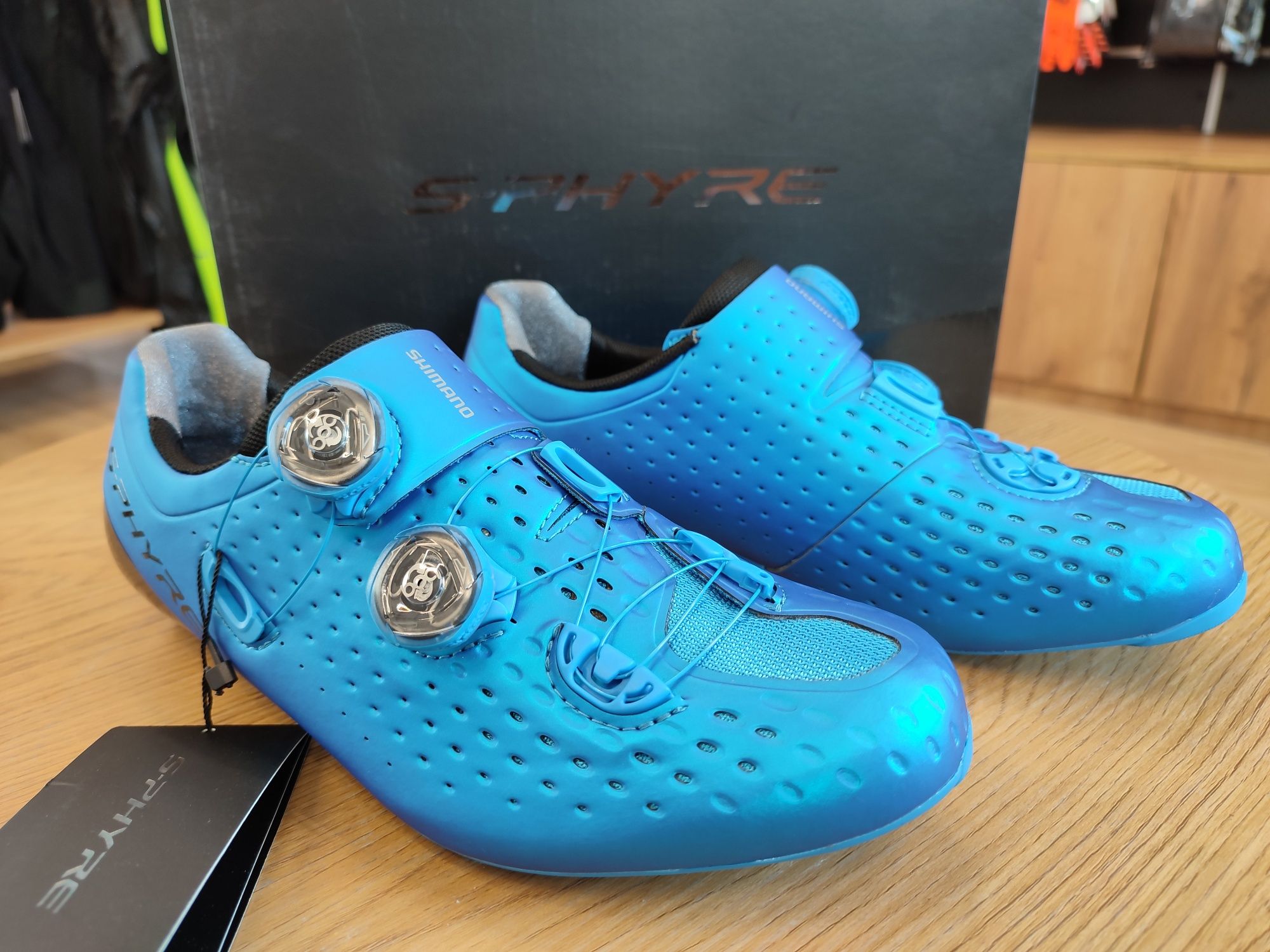 Nowe buty szosowe Shimano SH-RC900, szosa, triathlon, niebieskie