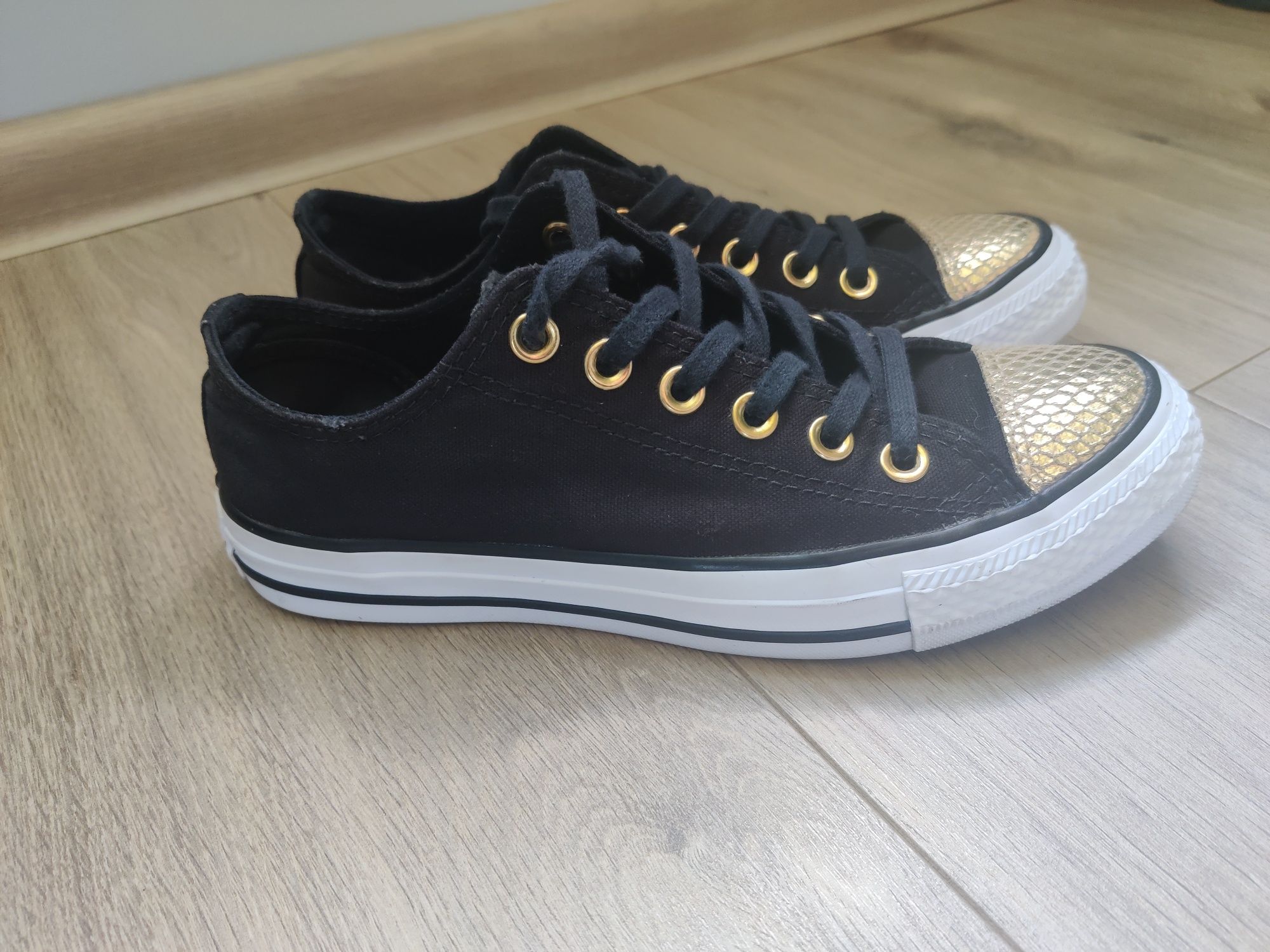 Trampki damskie converse czarne/złote rozm.37,5-38