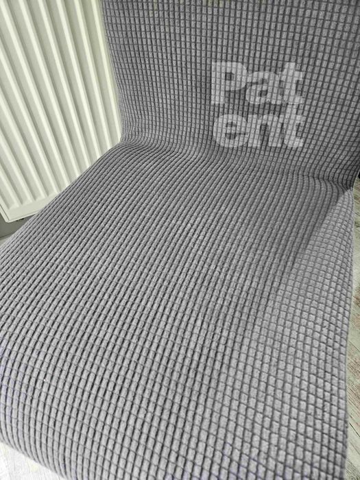 Pokrowce na krzesła szare żakardowe kratka 4 szt siwe