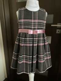 Sukienka w kratę różowo-szara 92cm