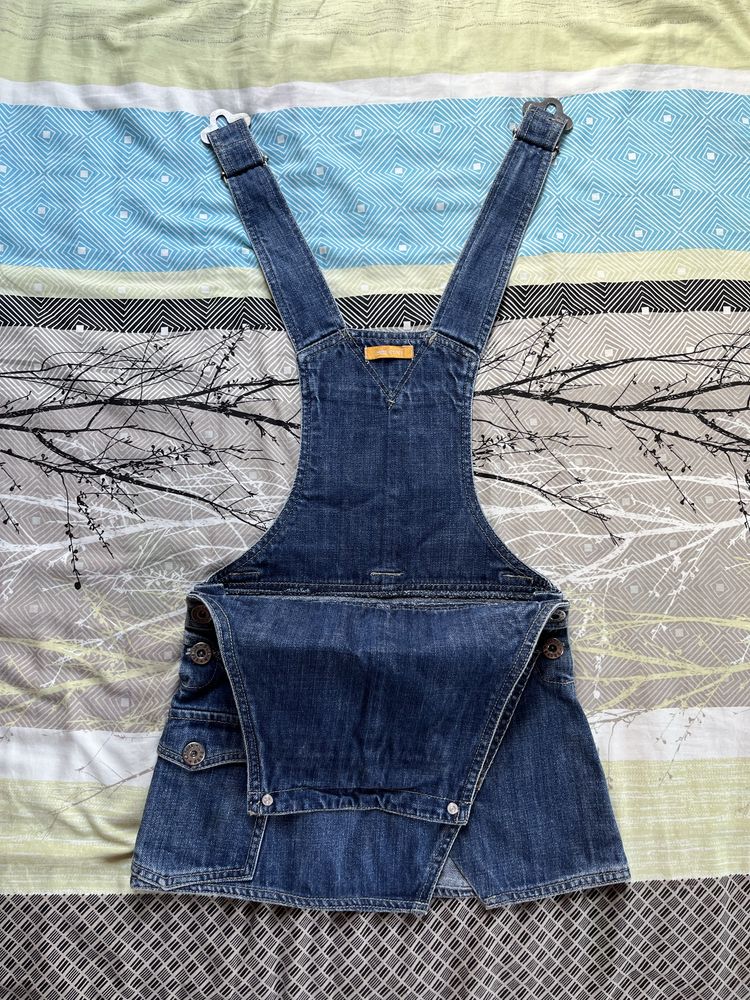 Spodniczka na szelki z jeansu 122 - 128 sukienka na szelki jeans