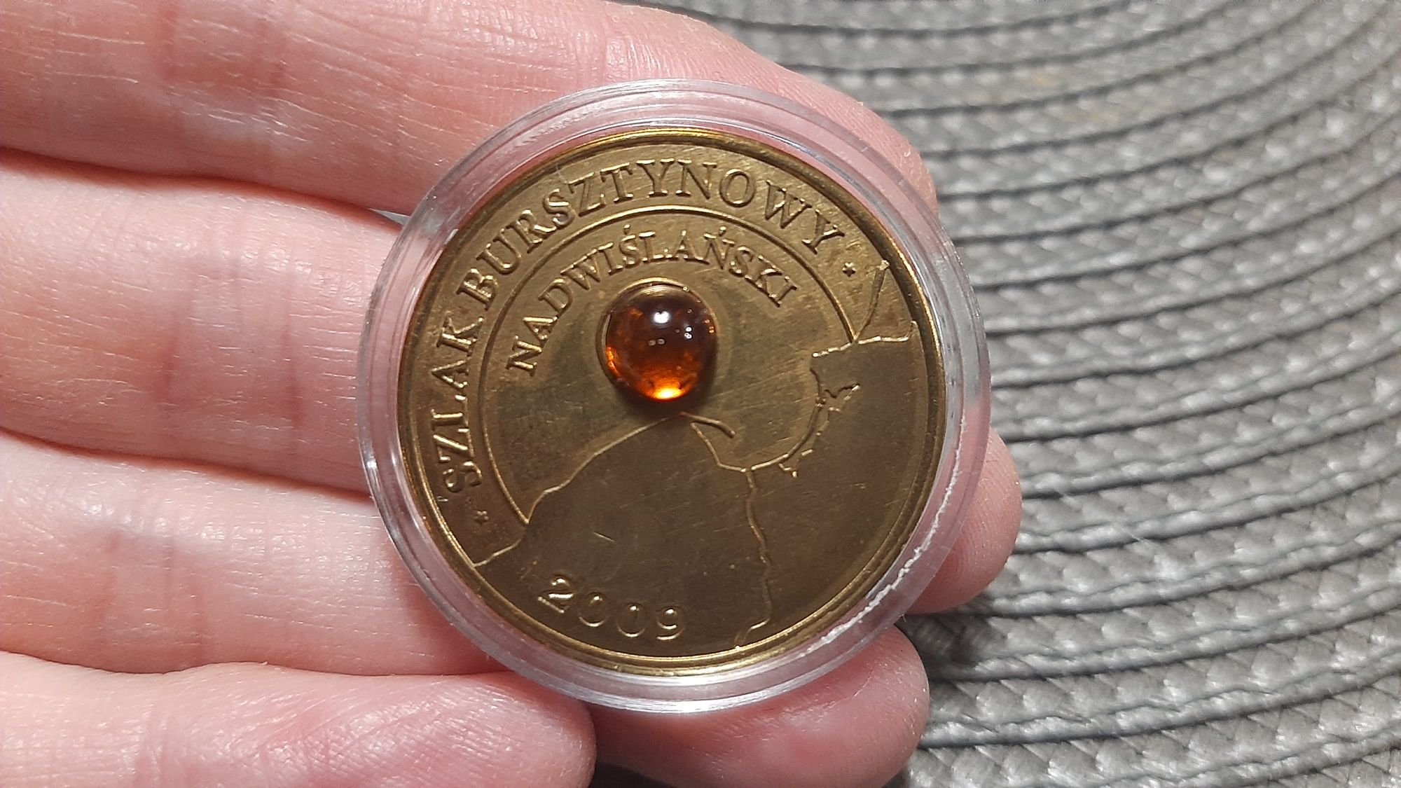 Piękna moneta Szlak Bursztynowy Nadwiślański  1 Amber