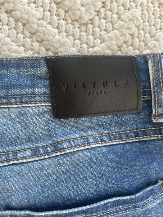 Jeansy męskie Vistula granatowe klasyczne dżinsy slim fit skinny