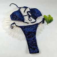 Nowe Bikini Lampart Niebieski Dwuczęściowy kostium kąpielowy