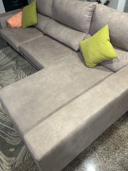 Sofá De Sala com Chaise Longue Castanho claro