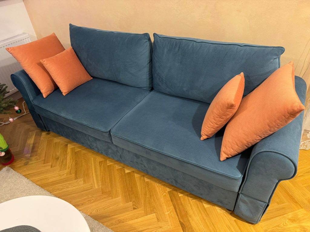 Niebieska Sofa Kanapa Zoya Lux 3Dl stan bdb