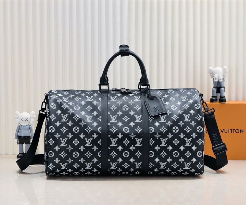 louis vuitton keepall сумка черная мужская 50cm дорожная спортивная