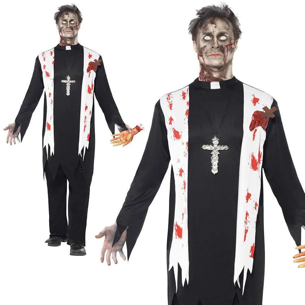 Карнавальный костюм священник зомби,экзорцист.аниматор косплей. 185 см