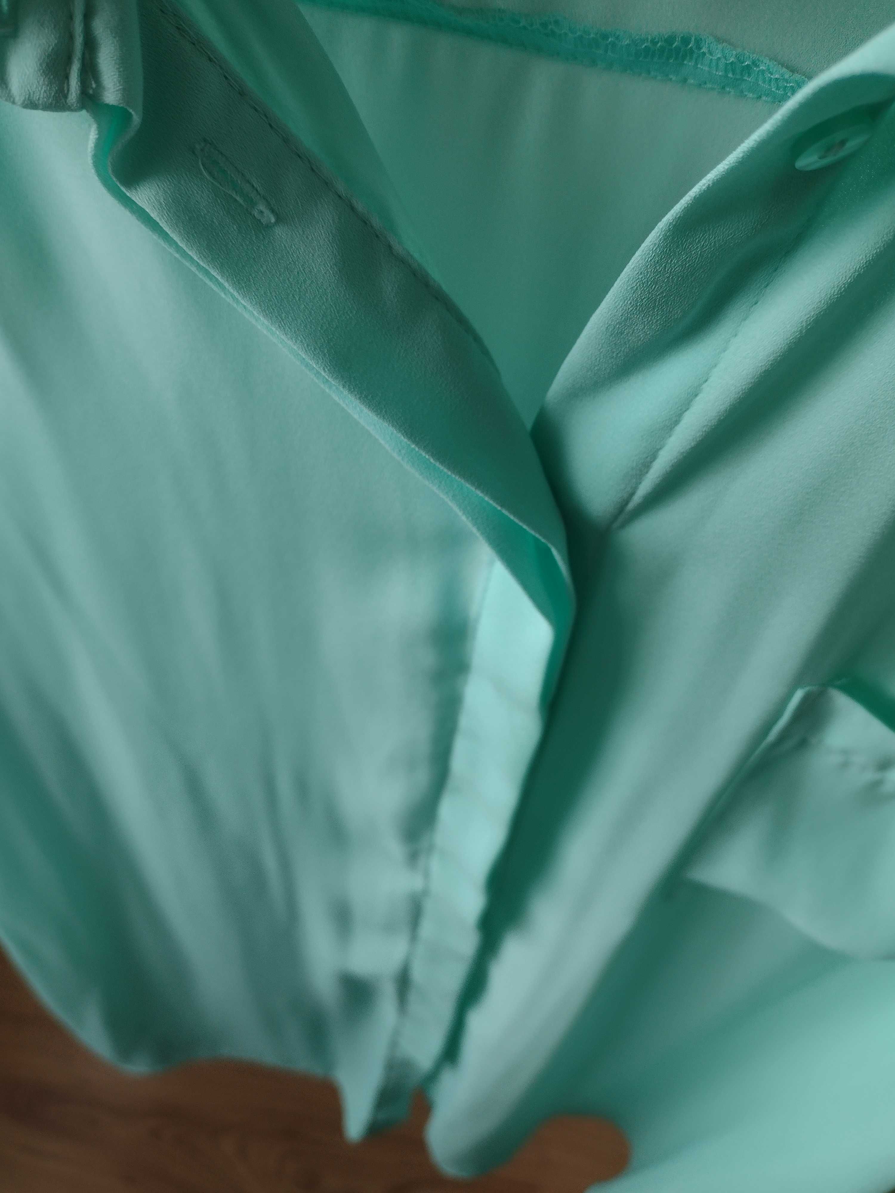 Miętowa Bluzka koszula mgiełka plus size 48