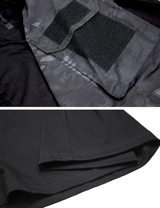 FICUHGOC Taktyczna Męska Koszulka Długi Rękaw Ciepła Czarna XXL