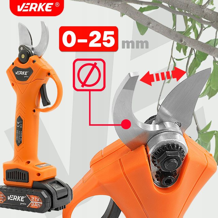 Sekator Akumulatorowy 21V, 2X2,0Ah Verke Garden V90703 zestaw
