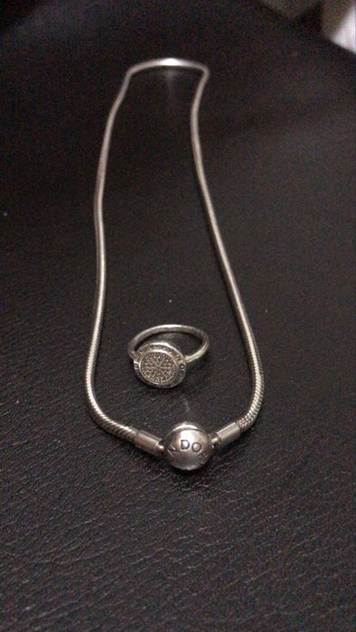 Conjunto de colar 925 Pandora + anel