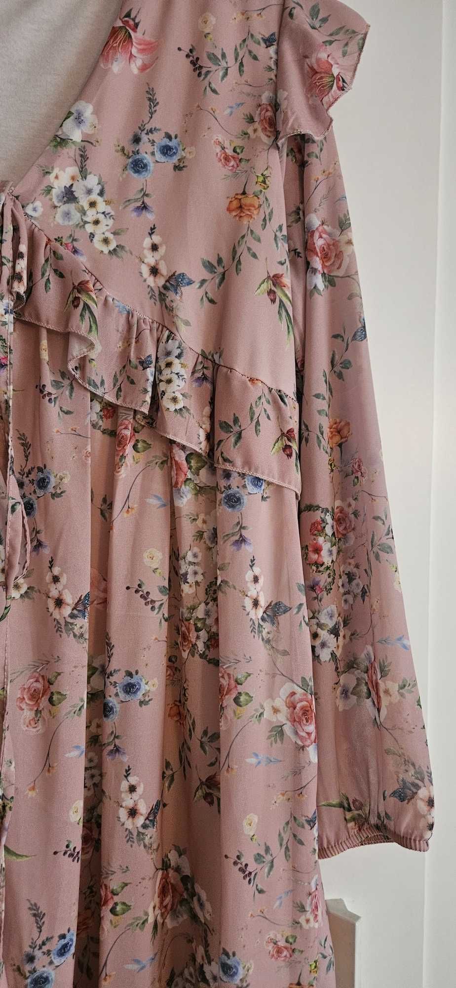 Moda włoska sukienka w kwiaty XL