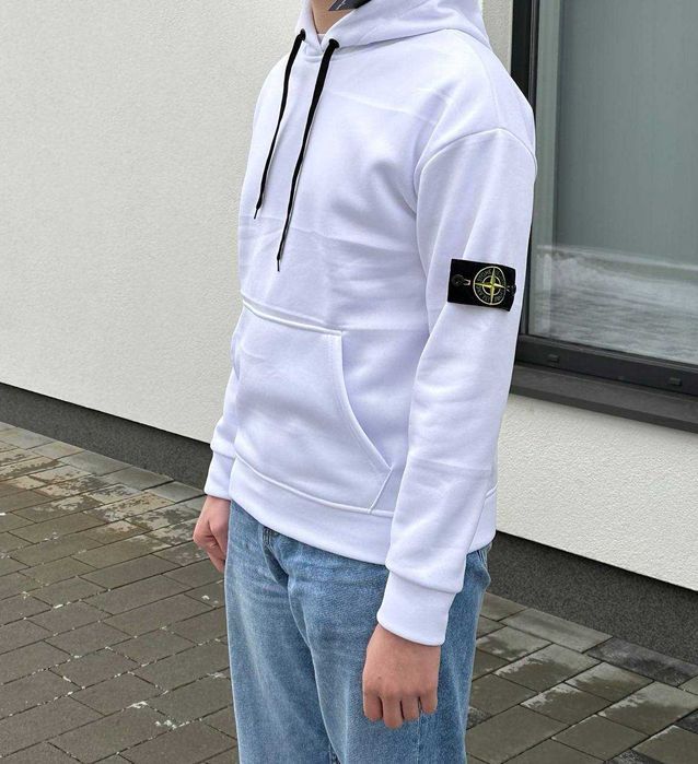 Стоник новый мужской белое Худи Stone Island - Худі біле Стон Айленд