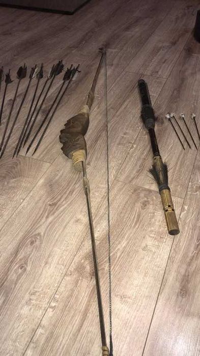 Komplet broni - łuk, strzały, dmuchawka, strzałki, kołczan