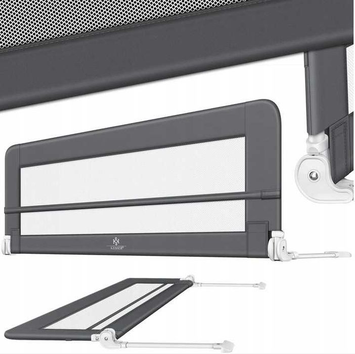 Barierka ochronna do łóżka 200 cm jasnoszara