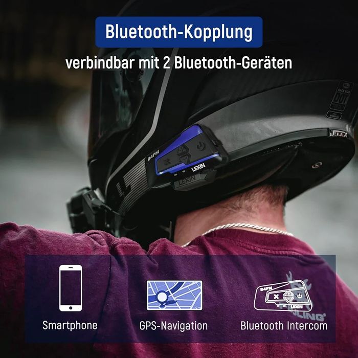 Lexin B4FM Bluetooth Intercom – гарнітура для мотоциклів (Single Pack)