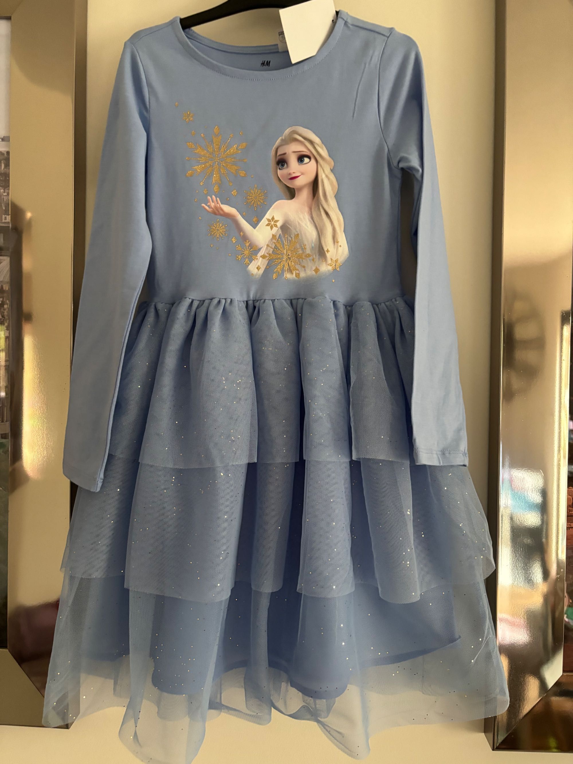Elsa, Elza, Frozen, Kraina lodu  sukienka z tiulem i brokatem