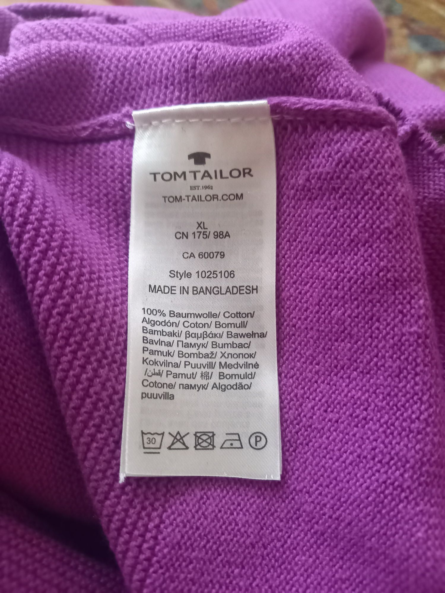 Fioletowy sweterek z rękawkiem 3/4 TOMTAILOR rozmiar XL