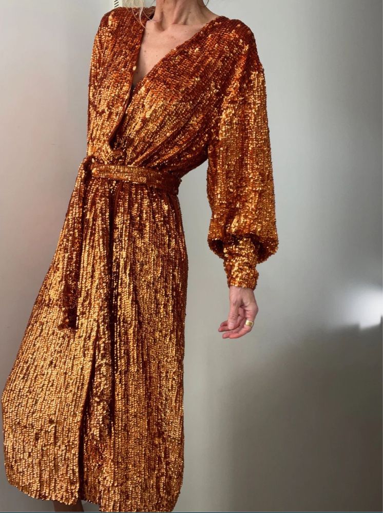 Asos cekinowa kopertowa sukienka midi midaxi asos luxe s 36 m 38