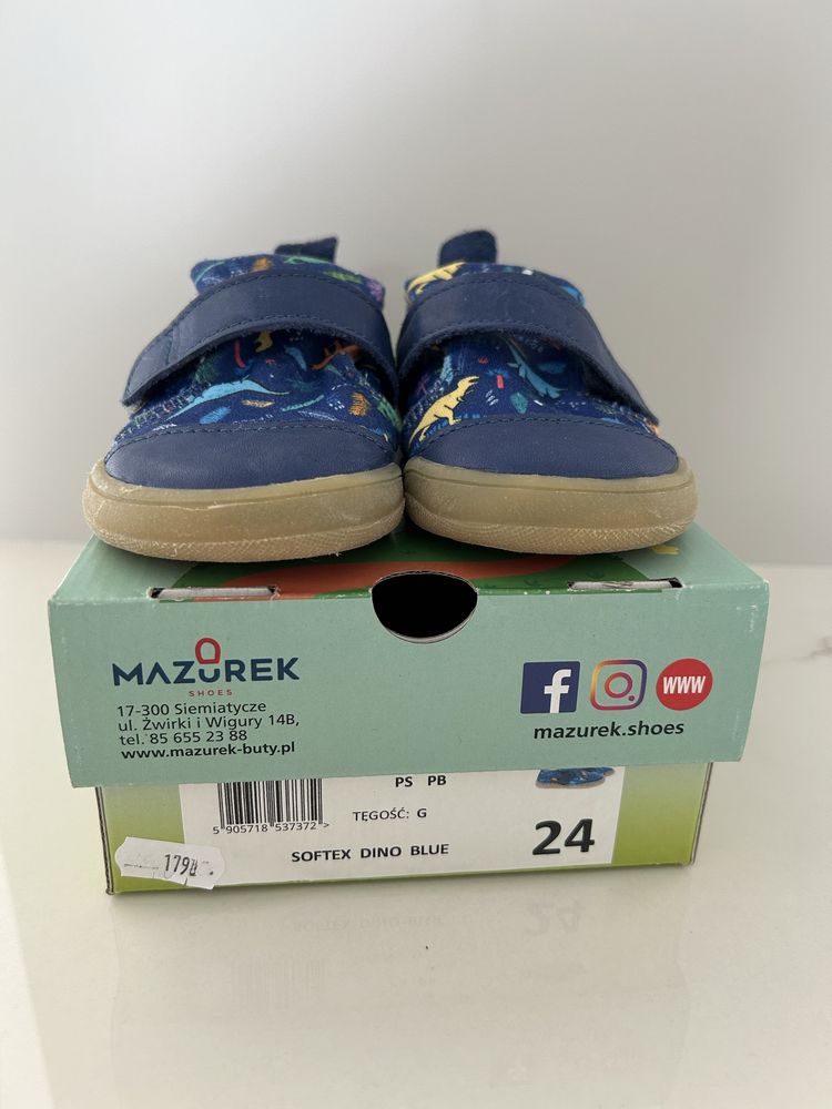 Kapcie Mazurek batefoot softex dino blue rozm 24
